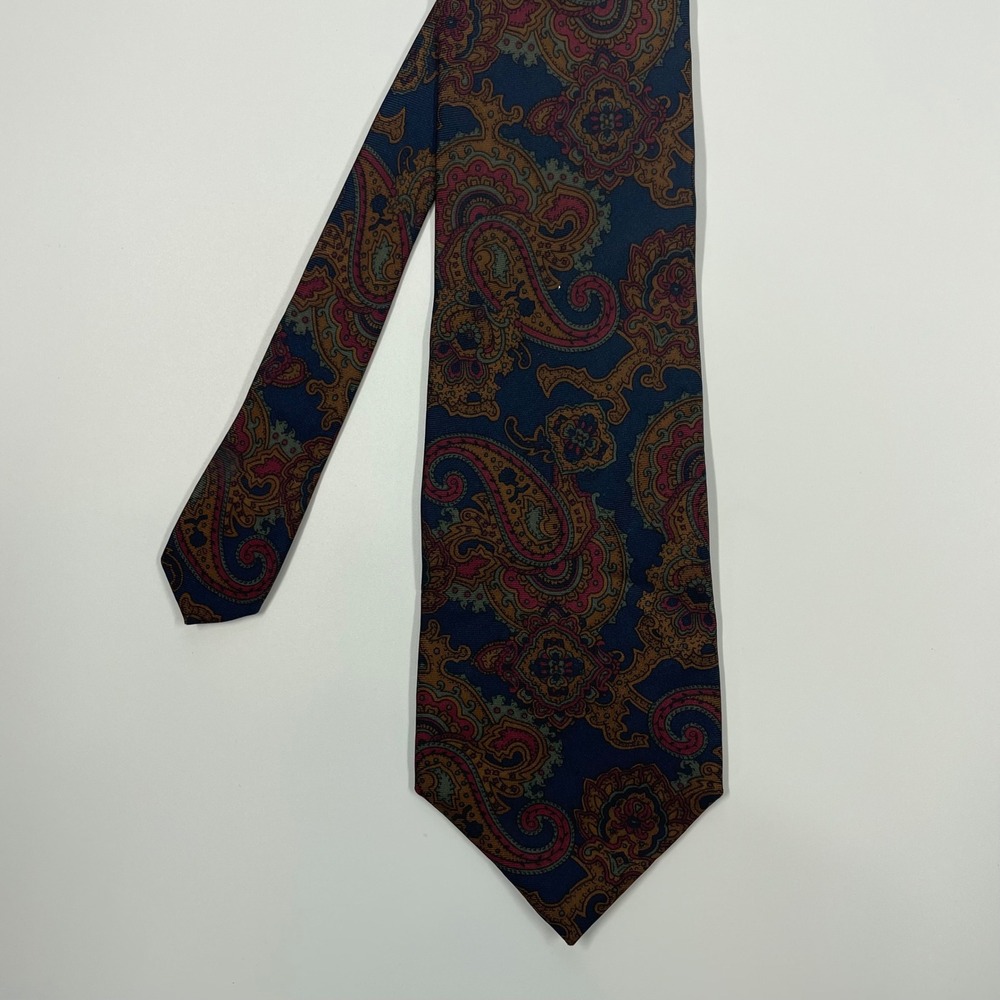Pierre Balmain Navy Burgundy Paisley Italian Silk Necktie Mens OS